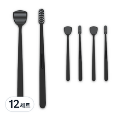엣지프로 스크래퍼 혀클리너 + 칫솔 세트 블랙, 12세트