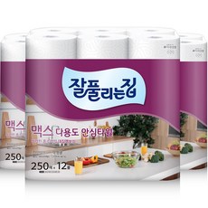 잘풀리는집 맥스 다용도 천연펄프 롤키친타올, 250매, 36개
