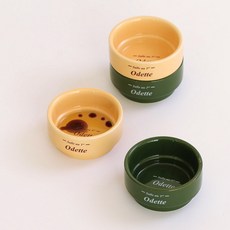 Iwooa Odette感性字樣醬料碗 2件組, 2組, 奶油黃、深綠色