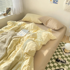 床包 雙人(200 x 150cm) 香蕉拿鐵色系 親膚柔軟 簡約設計 鬆緊帶固定, 香蕉拿鐵