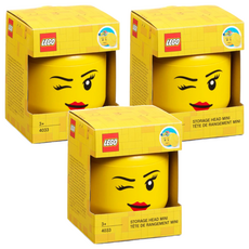 LEGO 迷你頭收納盒, 眨眼女孩, 10.2 x 11.5cm, 3個