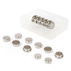 超強力按鈕型磁鐵掛鉤 迷你, 銀色, 15個