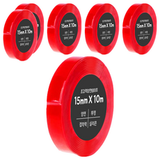 DADA 高黏度無痕防水雙面膠帶, 15mm x 10m, 透明, 6個