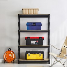 피피랙 국내생산 무볼트 무소음 조립식 앵글선반, 블랙, 4단