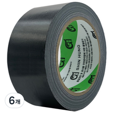 신흥테이프 면테이프 48mm x 25M 검정, 6개