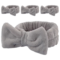 MK Zone蝴蝶結洗臉髮帶, 灰色, 4個