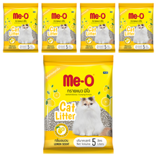 Me-O 咪歐 低粉塵凝結貓砂 天然無毒 氣味控制 高效吸水 檸檬清香 4.3KG(5L), 5袋