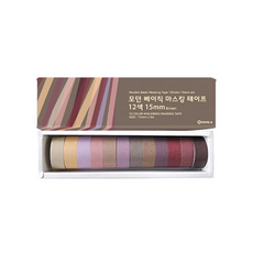 투코비 모던베이직 마스킹 테이프 12색 세트 15mm x 3m, 브라운버전, 1세트