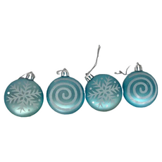 霧面扁球吊飾 Set, 6cm, 淺藍色, 1組