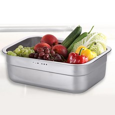 KITCHEN FLOWER 韓國製不鏽鋼方形洗碗洗菜盆 7.3L, 銀色, 1組