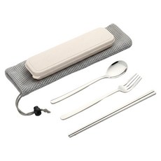 高質感不鏽鋼餐具組, 1組, 顏色隨機, 方形筷子 + 湯匙 + 叉子 + 防晃卡扣 + 盒子 + 網袋
