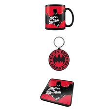 Batman 蝙蝠俠 高級禮物組 內含馬克杯、杯墊、鑰匙圈 馬克杯容量315ml, 紅色, 1組