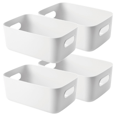 小麥購物 莫蘭迪色可提式收納盒 小 L1032, 4個, 白色