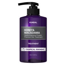 KUNDAL 昆黛爾 蜂蜜澳洲堅果保濕護髮乳 熱帶芒果香, 500ml, 1瓶