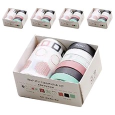 芯陌 基礎套裝紙膠帶, 10mmx3mx6卷/60mmx2mx1卷, 純色基礎圖形模切, 優質紙可反復黏貼, 水梨, 5個