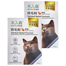 MORESON 木入森 貓咪排毛粉 高雙纖, 排毛, 鮮蝦風味, 2盒, 30包