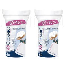 CLEANIC 純棉柔軟舒適方形化妝棉 大尺寸, 69入, 2個