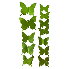 iINDOORS 3D炫彩蝴蝶 12個入PVC, 電鍍金屬綠