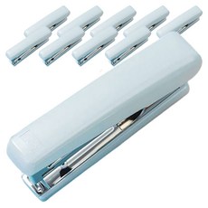 deLi 得力 圓頭迷你釘書機 10號釘 粉彩款, 粉藍色, 10個