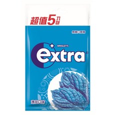 Extra 益齒達 潔淨無糖口香糖 5包 Set, 清新薄荷口味, 獨特藍色微粒配方, 140g, 1袋