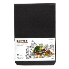 POTENTATE 遵爵 水彩手帳本 24張 中粗紋 90x140mm, 黑色, 1本