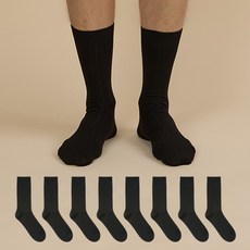 GGRN 男士標準奢華素色長筒羅紋正裝襪8雙組