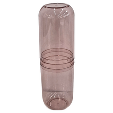 悅多 多功能旅行出差組合式漱口杯牙膏牙刷透明收納盒-粉色, 尺寸約7x22cm, 1個