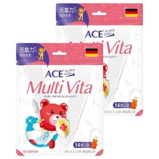 ACE SUPER KIDS 綜合維他命軟糖, 德國進口, 10種維生素, 14顆/袋, 2.8g, 2包