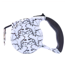 摩達客 輕巧印花紋系列寵物自動伸縮牽繩拉繩, 黑白花紋, 1個