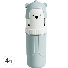 디에스 휴대용 곰돌이 칫솔 치약통 스카이, 4개