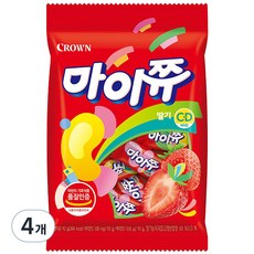 크라운 마이쮸 딸기 츄잉캔디, 92g, 4개