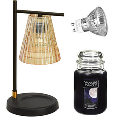 YANKEE CANDLE 燈罩式暖燈+燈泡+香氛蠟燭 L號, 黑色