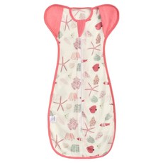 Kori Deer 可莉鹿 清新北歐風竹節棉網眼透氣嬰兒蝴蝶型包巾 砂石海星 L可伸袖(8-12kg) 1入