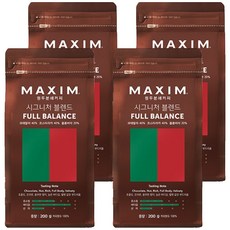 맥심 원두커피 시그니처 블렌드 풀 밸런스, 커피메이커, 200g, 4개