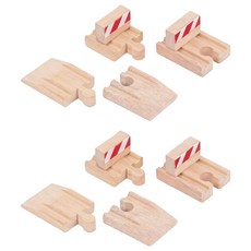 mentari 路障組 軌道配件 原木質感精細積木, 5.4 x 4.1 x 3.3cm, 淺褐色, 2組