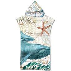 連帽斗篷浴袍 75*110cm, 鯨, 1個