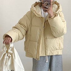 메이첼 여성용 캐주얼 후드넥 중앙 세로라인 패딩 점퍼 04125