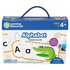 Learning Resources 26個自我修正拼圖 字母識別和詞彙, 1組, 大小寫字母拼圖卡 多色