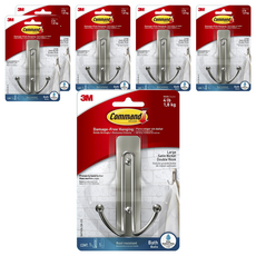 3M Command 無痕 金屬防水大型雙鉤, 銀色, 6入