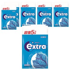 Extra 益齒達 潔淨無糖口香糖 5包 Set, 清新薄荷口味, 獨特藍色微粒配方, 140g, 6袋