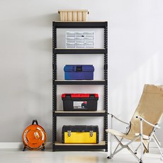 피피랙 국내생산 무볼트 무소음 조립식 앵글선반, 블랙, 5단