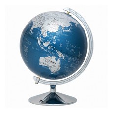 Seojeon 260 金屬藍裝飾地球儀 (附國旗貼紙+世界地圖+世界國家資訊手冊), 金屬藍