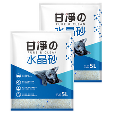 甘淨 水晶貓砂 5L, 顆粒大不易附著貓毛, 超優質結塊貓砂, 高效凝結力, 添加水晶砂吸水力更強, 1.8kg, 2袋