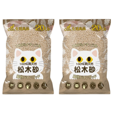 Catfeet 崩解型天然松木砂, 20LB, 無毒低粉塵, 超強吸收力, 原味, 2包