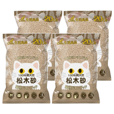 Catfeet 崩解型天然松木砂, 20LB, 無毒低粉塵, 超強吸收力, 原味, 4包