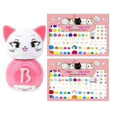 Bobble Kids Nail Kitty 粉色 Ping + 兒童指甲貼套組, 粉色貓咪+美甲貼(隨機出貨), 1組