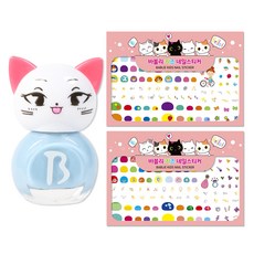 BABLIE 兒童美甲 貓咪 天藍色+兒童美甲貼組, 混色, 1套