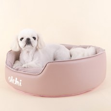 올치 앤티크 원형 펫 방석, 핑크, 1개