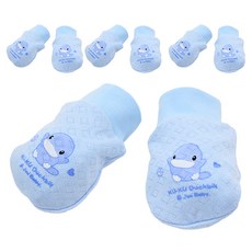 KU.KU Duckbill 酷咕鴨 保暖束口護手套 100%純棉 寶寶護手套, 初生兒, 藍, 4雙