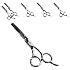 시즈카 헤어 틴닝 미용 숱 가위, 6개, 실버